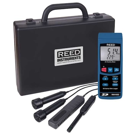 Reed Instruments REED Data Logging Indoor Air Quality Meter with Power Adapter and SD Card R9910SD-KIT